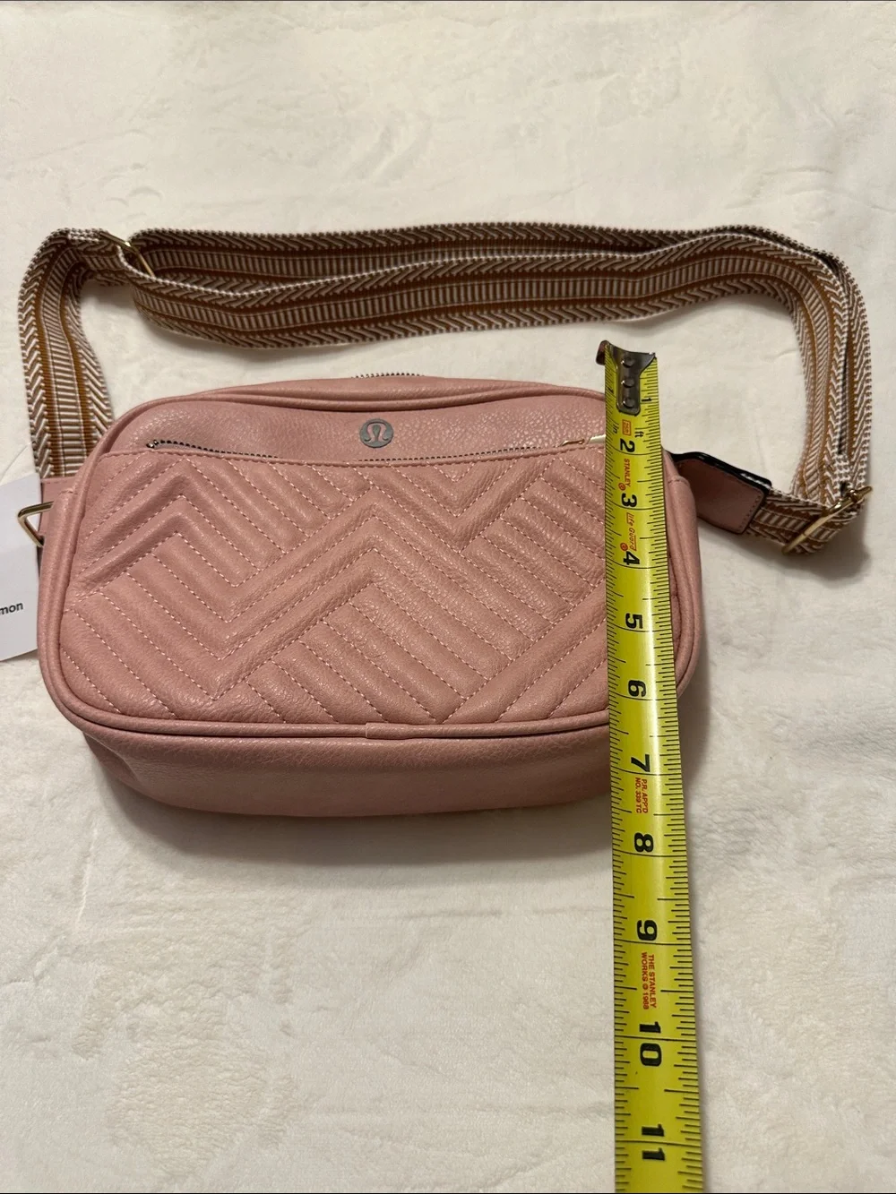 lululemon athletica Blush Quilted Chevron Crossbody with Patterned Strap